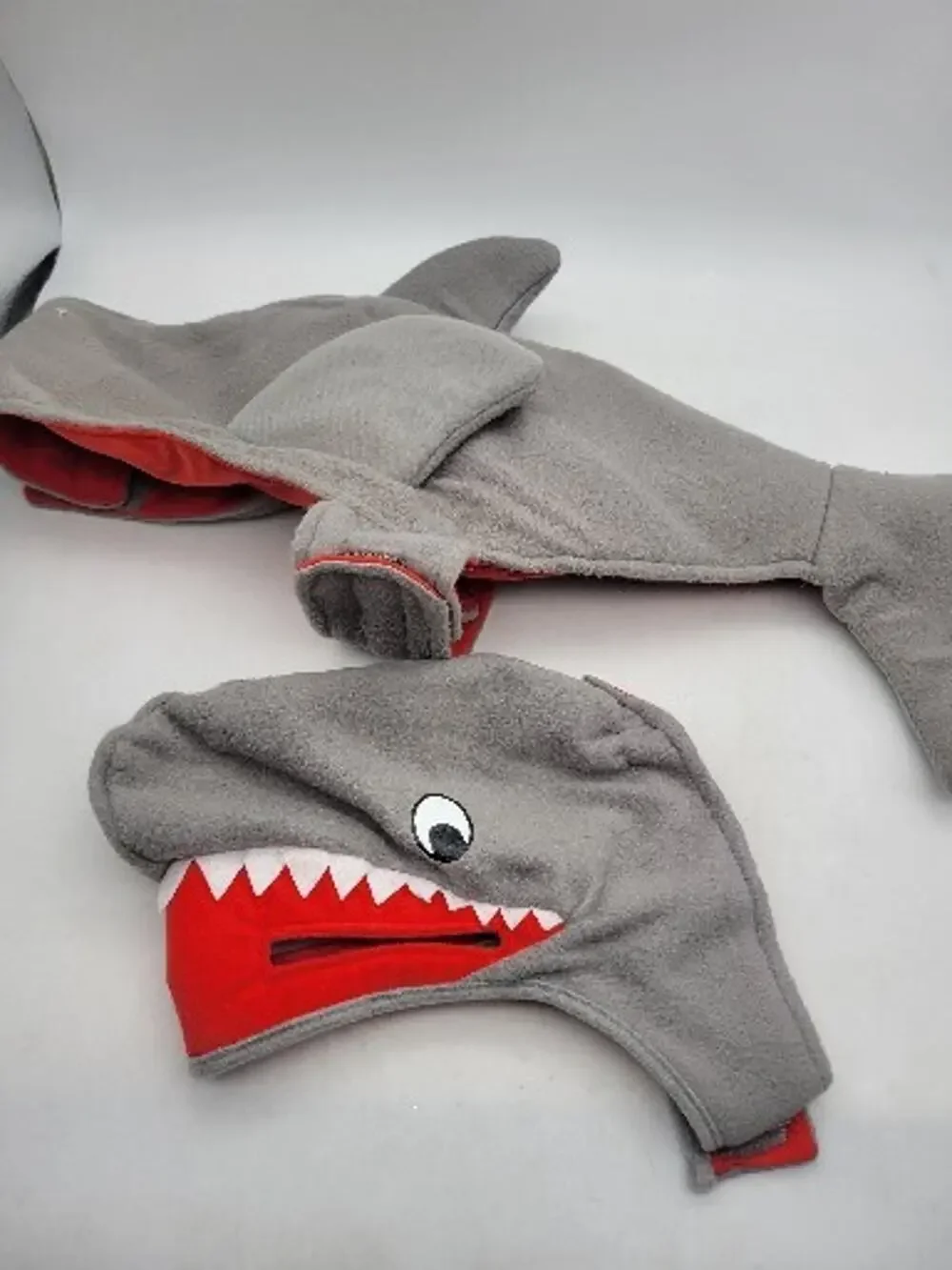 Shark Animal Gray Grey W/ Red Teeth Dog Costume Size L See Pictures
